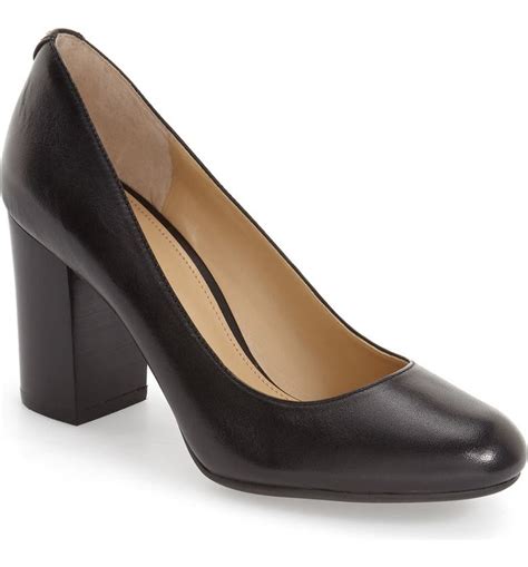 kors michael kors round toe leather pumps|Michael Kors block heel pumps.